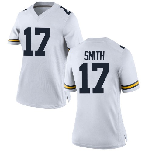 Peyton Smith Michigan Wolverines Women's NCAA #17 White Game Brand Jordan College Stitched Football Jersey WYJ8154QQ